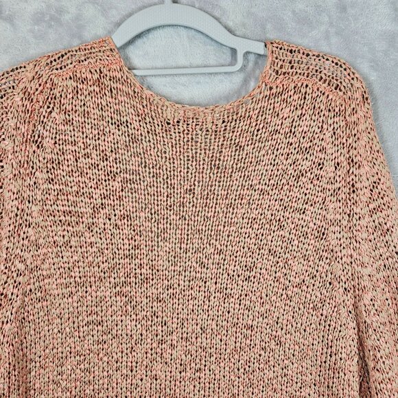 Maurices Sweater Tunic Womens XL  Pink Tan Ribbon loose knit Layer Hippie boho - Picture 7 of 9